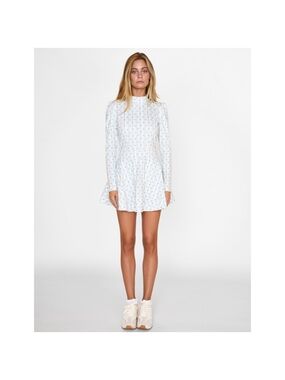 Byrdie Golf Social Wear Long Sleeve Montauk Mini Dress Green White Women's Small
